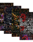Three paperback books from the Hades X Persephone series by Scarlett St. Clair are fanned out against a solid Embervale background.