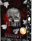 Book cover of 'A Fire in the Flesh' by Jennifer L. Armentrout with skull and leaf design on embervale.ca