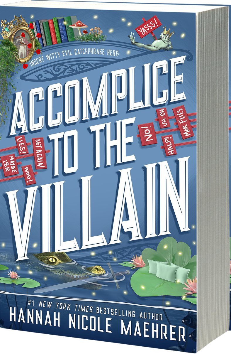 Book cover of 'Accomplice to the Villain' by Hannah Nicole Maehrer with colorful design elements on embervale.ca
