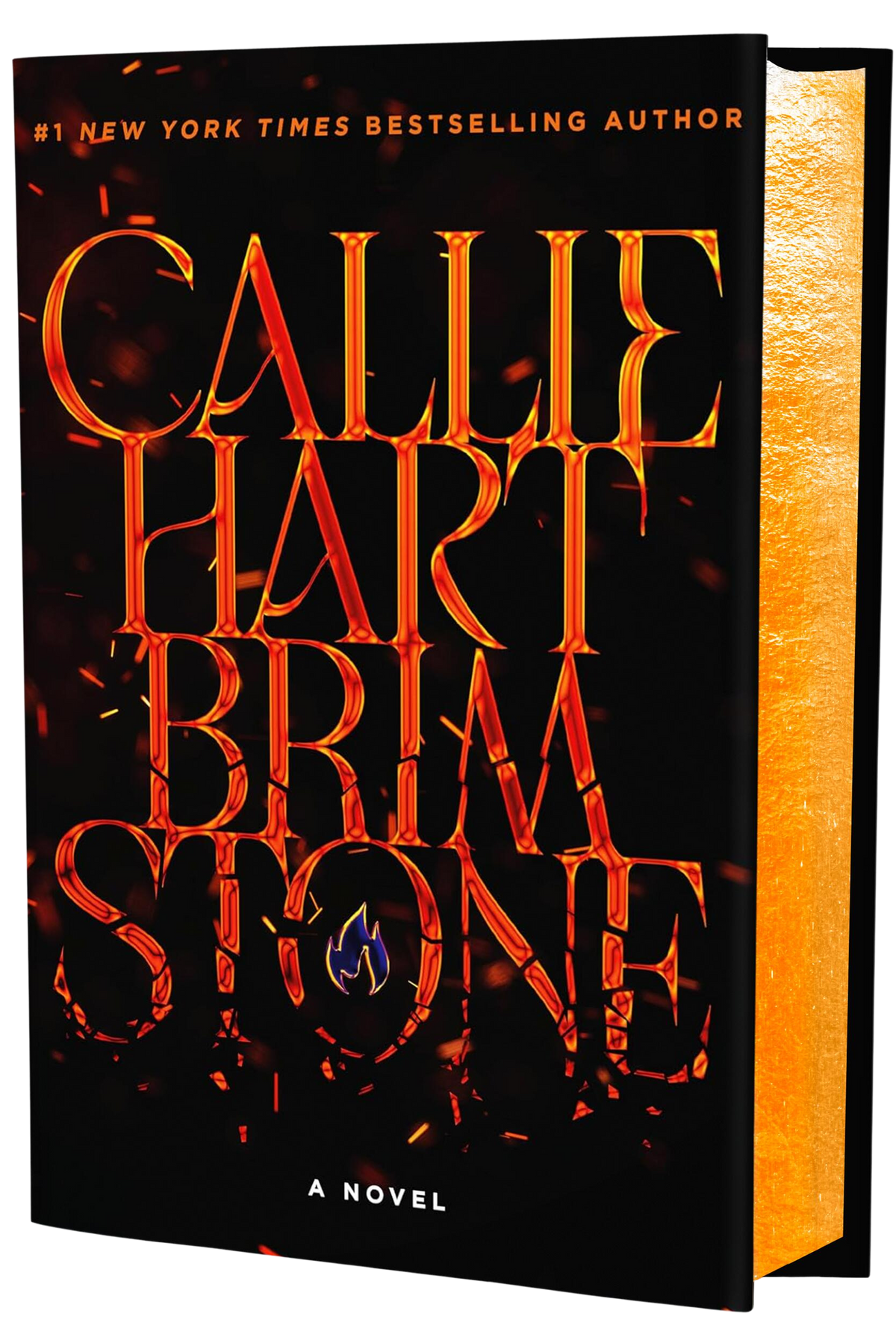 Book cover of 'Brimstone' by Callie Hart with a dark background and orange text on embervale.ca