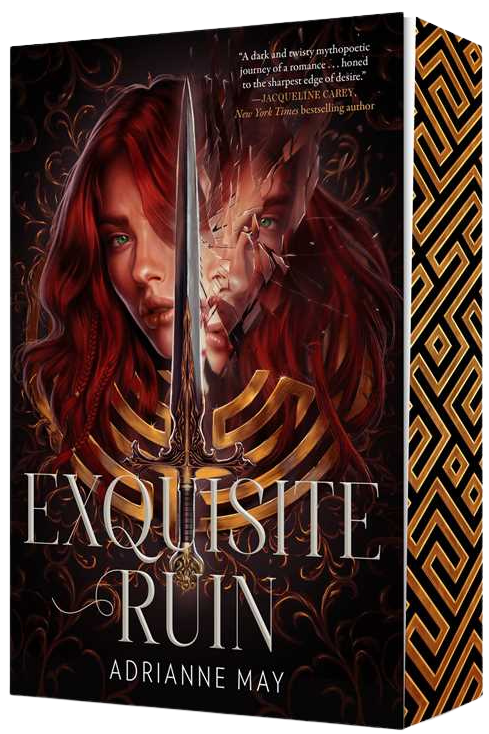 Book cover of 'Exquisite Ruin' by Adrianne May with a dark and intricate design on embervale.ca