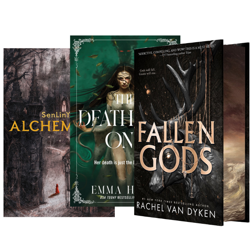 Book Bundle featuring 'Alchemised' by SenLinYu, 'The Deathless One' by Emma Hamm, and 'Fallen Gods' by Rachel Van Dyken on embervale.ca