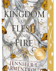 Book cover of 'A Kingdom of Flesh and Fire' by Jennifer L. Armentrout with decorative elements on a white background on embervale.ca