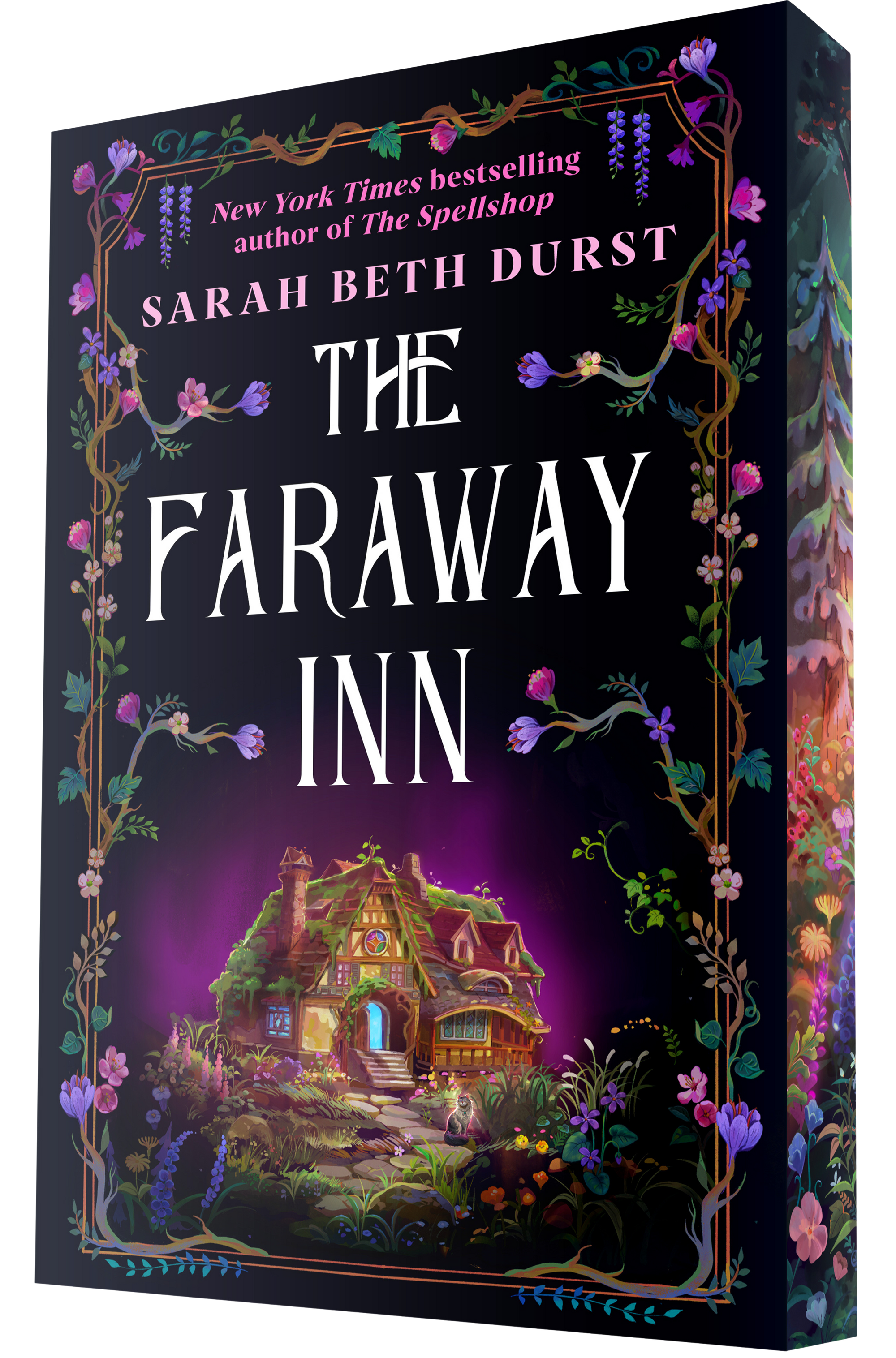 Book cover of 'The Faraway Inn' by Sarah Beth Durst with decorative elements and house illustration on embervale.ca