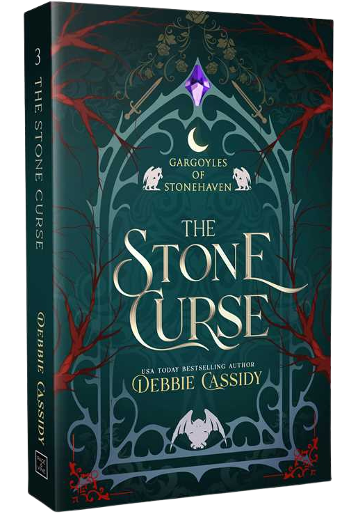 Book cover of 'The Stone Curse' by Debbie Cassidy with gothic design elements on embervale.ca