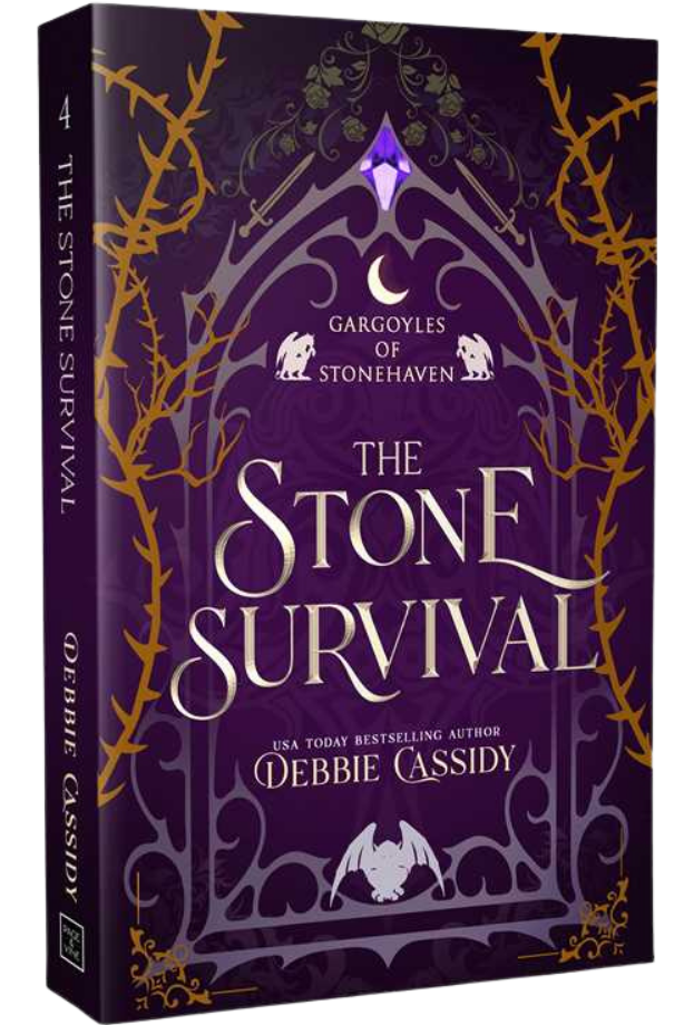 Book cover of 'The Stone Survival' by Debbie Cassidy with gothic design elements on embervale.ca
