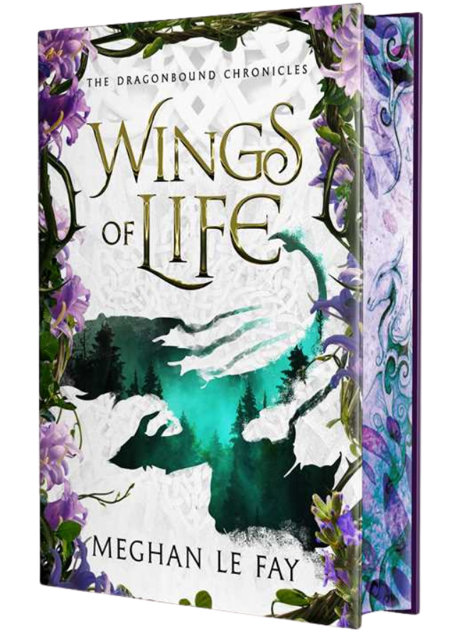 Book cover of 'Wings of Life' by Meghan Le Fay with floral design on embervale.ca